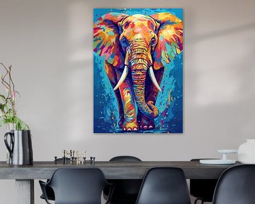 Olifant Dier Pop Art Kleurstijl van Qreative