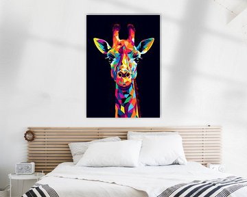 Giraffe Dier Pop Art Kleurstijl van Qreative