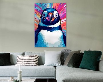 Pinguïn dier Pop Art kleurstijl van Qreative