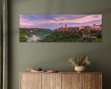 Panorama of a sunrise in Pitigliano