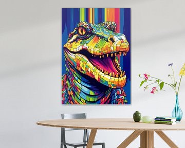 Crocodile Nature sauvage WPAP Couleur Style sur Qreative