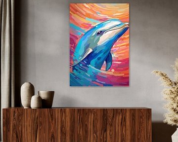 Delphin Wild Nature WPAP Farbe Stil von Qreative