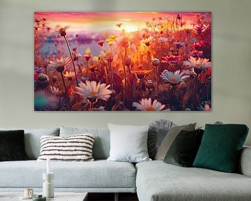 Dreamy summer field of flowers by Vlindertuin Art