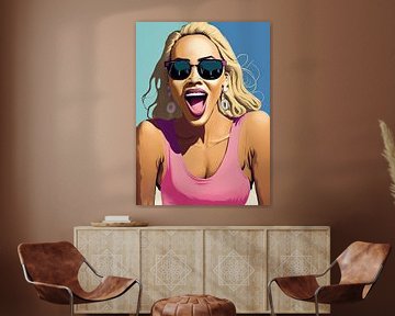 Blonde vrouw met zonnebril als pop-art van Tilo Grellmann