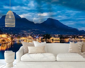 Riva del Garda on Lake Garda in Italy by night by Werner Dieterich