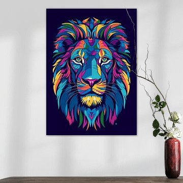 Leeuw Wilde Natuur WPAP Kleurstijl