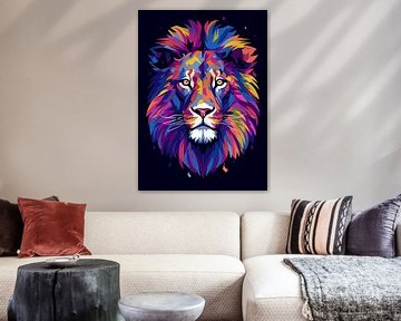 Lion Wild Nature WPAP Color Style sur Qreative