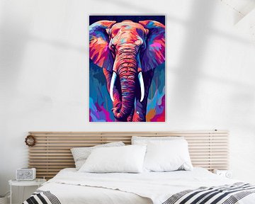 Olifant Wilde Natuur WPAP Kleurstijl van Qreative