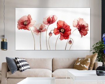 Aquarelle de coquelicots d'été sur Vlindertuin Art