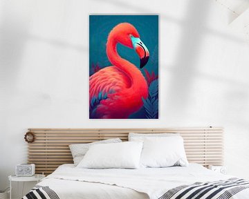 Colourful animal portrait: Flamingo by Christian Ovís
