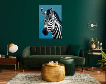 Kleurrijk Dierportret: Zebra van Christian Ovís