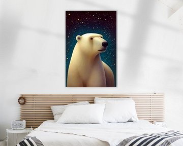 Colourful animal portrait: Polar bear by Christian Ovís