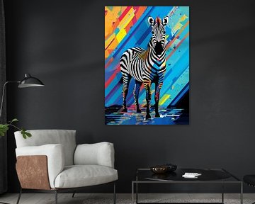 Zebra Dieren Pop Art Kleurstijl van Qreative