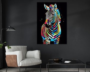 Zebra Wild Nature WPAP Kleurstijl van Qreative
