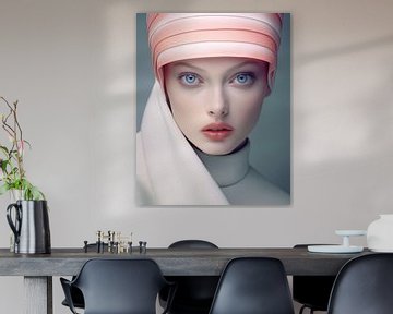 Modern portret in pastelkleuren van Carla Van Iersel