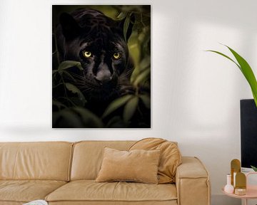 Zwarte jaguar sluipend in het regenwoud | Wildlife fotografie van Visuals by Justin