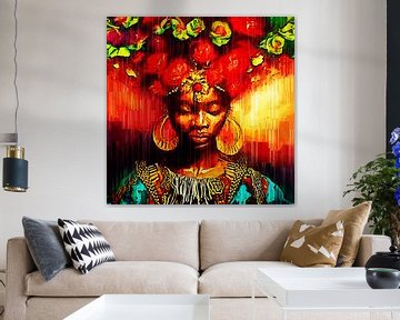 Traditioneel Afrikaans Bloemenmeisje van Arjen Roos