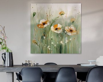 Retro Bloemen | 3 Bloemen | Retro bloemen van ARTEO Schilderijen