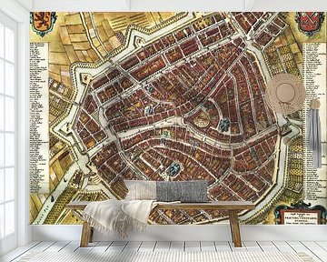 Een oude kaart van Leiden. Historische kaart van Leiden, Oud Leiden van Nederlands Erfgoed