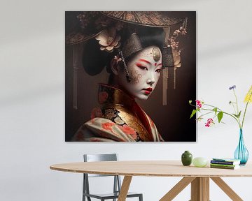 Portrait d'une geisha sur Carla van Zomeren