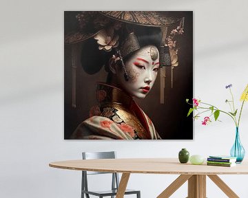 Portret van een geisha van Carla van Zomeren