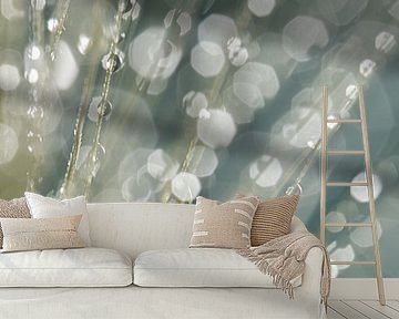 Abstract reality - in shades of turquoise, blue and green (Drops on a sprite) by Marjolijn van den Berg