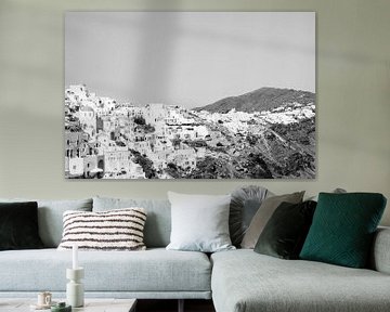 Santorini uitzicht | Zwart-wit foto print | Griekenland Europa reisfotografie van HelloHappylife