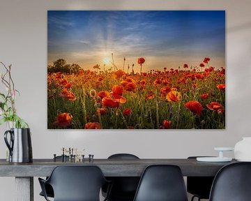 Idylle de coquelicots au coucher du soleil sur Melanie Viola