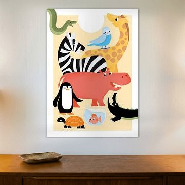 Cheerful animal portrait for the nursery Several Buddies by Hannah Barrow