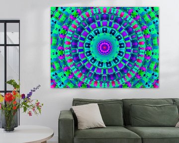 Aqua Art - Mandala in Petrol en Blauw van Caroline Lichthart