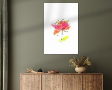 Poppy Sketch Houtskool en Pastelkrijt van Karen Kaspar