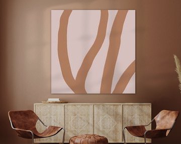 Abstrakte minimalistische Linienkunst in hellen Pastellfarben. Terra auf Rosa. von Dina Dankers