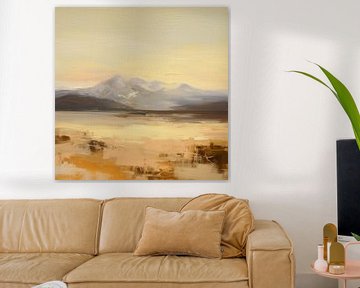 Beige Painting Tranquil Bliss | Nature by Blikvanger Schilderijen