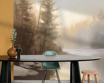 Beige Malerei Serene Einsamkeit | Horizont von Blickfänger Gemälde