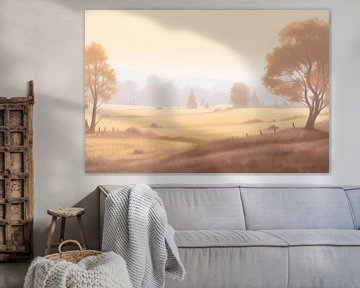 Peinture Beige Paisible Zen | Paysage sur Blikvanger Schilderijen