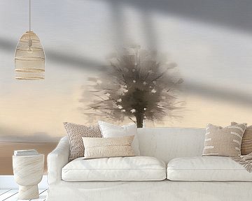 Beige Schilderij Serenade of Serenity | Horizon van Blikvanger Schilderijen