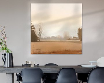 Beige Schilderij Harmonious Tranquility | Natuurlijke Rust van Blikvanger Schilderijen