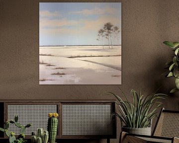 Beige Schilderij Eternal Serenity | Natuurlijke Rust van Blikvanger Schilderijen