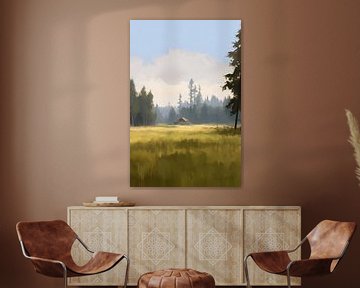 Beige Painting Peaceful Sanctuary | Natural Tranquillity by Blikvanger Schilderijen