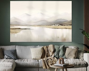 Beige Painting Serenity's Glow |Natural Tranquillity by Blikvanger Schilderijen