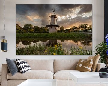 Moulin à vent de Juffer à Gasselternijveen sous un beau ciel nuageux sur KB Design & Photography (Karen Brouwer)