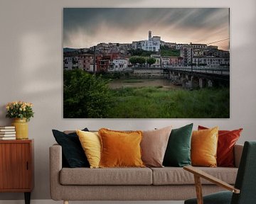 Panorama de la ville de Polla, coucher de soleil Italie sur Fotos by Jan Wehnert