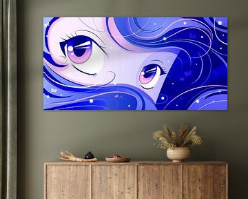 Blue anime eyes by Mixed media vector arts