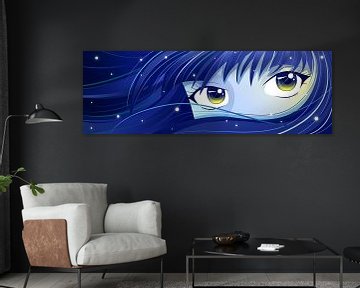 Blue Anime Eyes by Mixed media vector arts