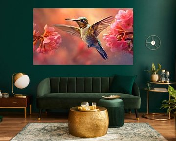 Der Charme eines fliegenden Kolibris im Spring Garden von New Visuals