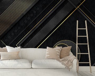 Cirkel en lijn in goud op zwart