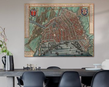 Een oude kaart van Amsterdam. 1652. Historische kaart van Amsterdam, Oud Amsterdam van Nederlands Erfgoed