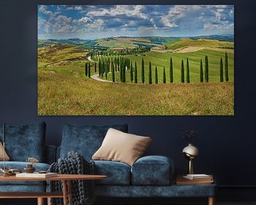 Toscane landschap met cipressen in Italië van eric van der eijk