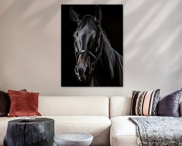 Cheval noir sur PixelPrestige