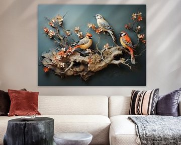 Peinture d'oiseaux sur PixelPrestige